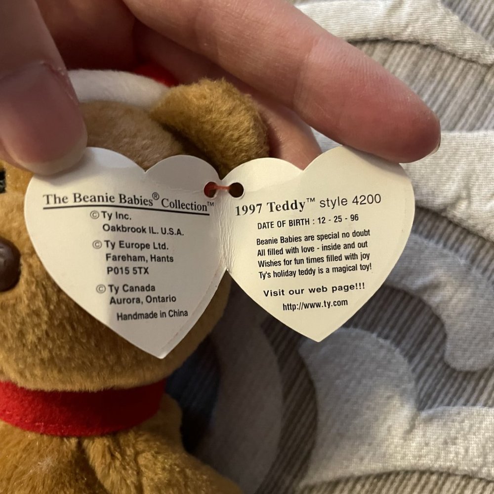 Lot of 2 TY Beanie Babies 1997 Holiday "Teddy" Bear & TY "Jangle" Bear -Set of 3 - Picture 4 of 6